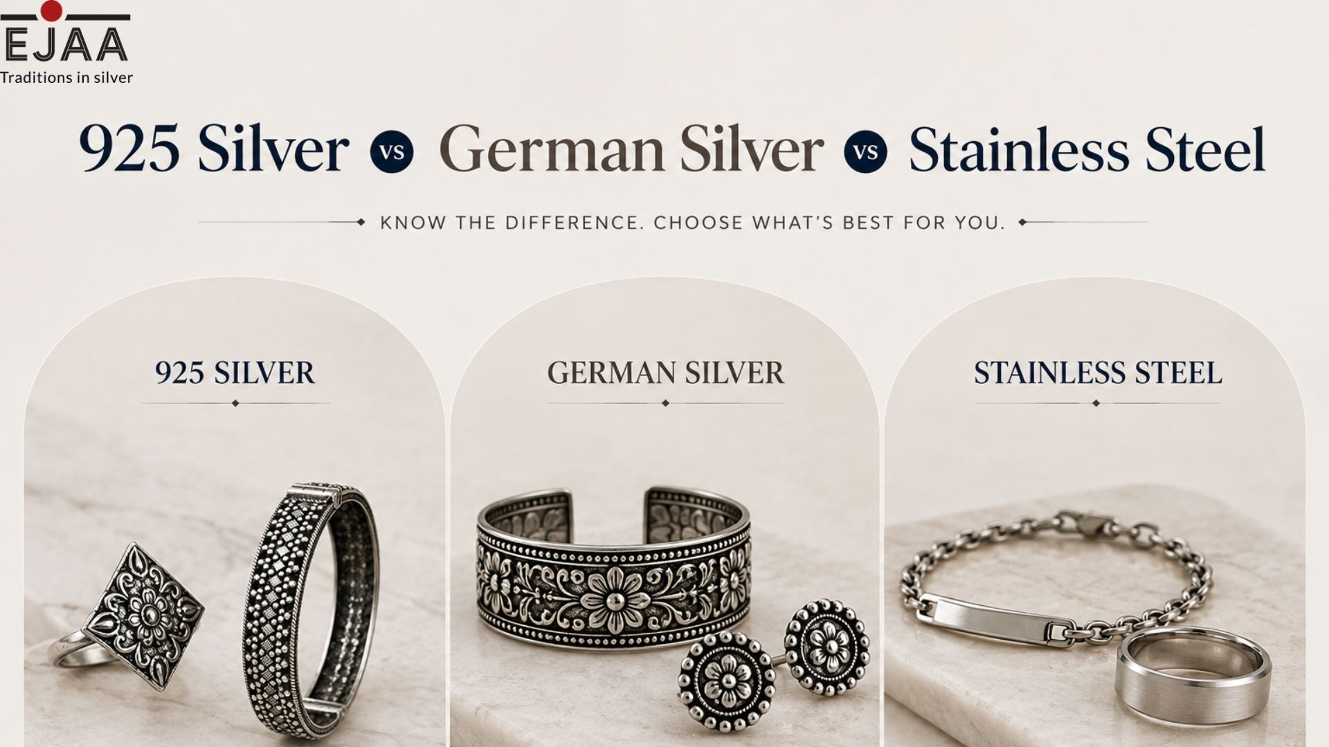 925 Silver vs German Silver vs Stainless Steel