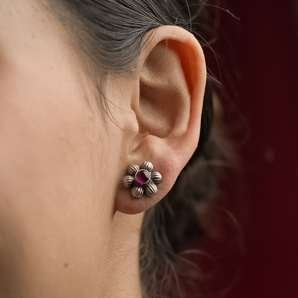 Silver Phoolika Studs