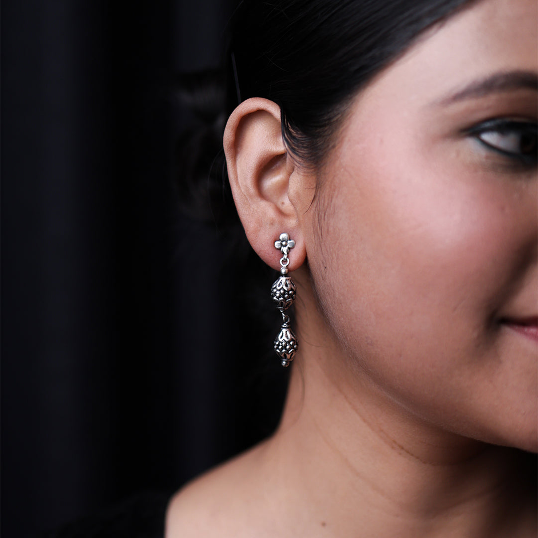 Silver Phoolvari Earrings