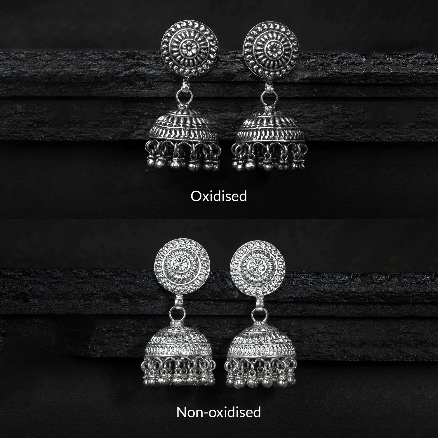 Pankhuri Silver Jhumki