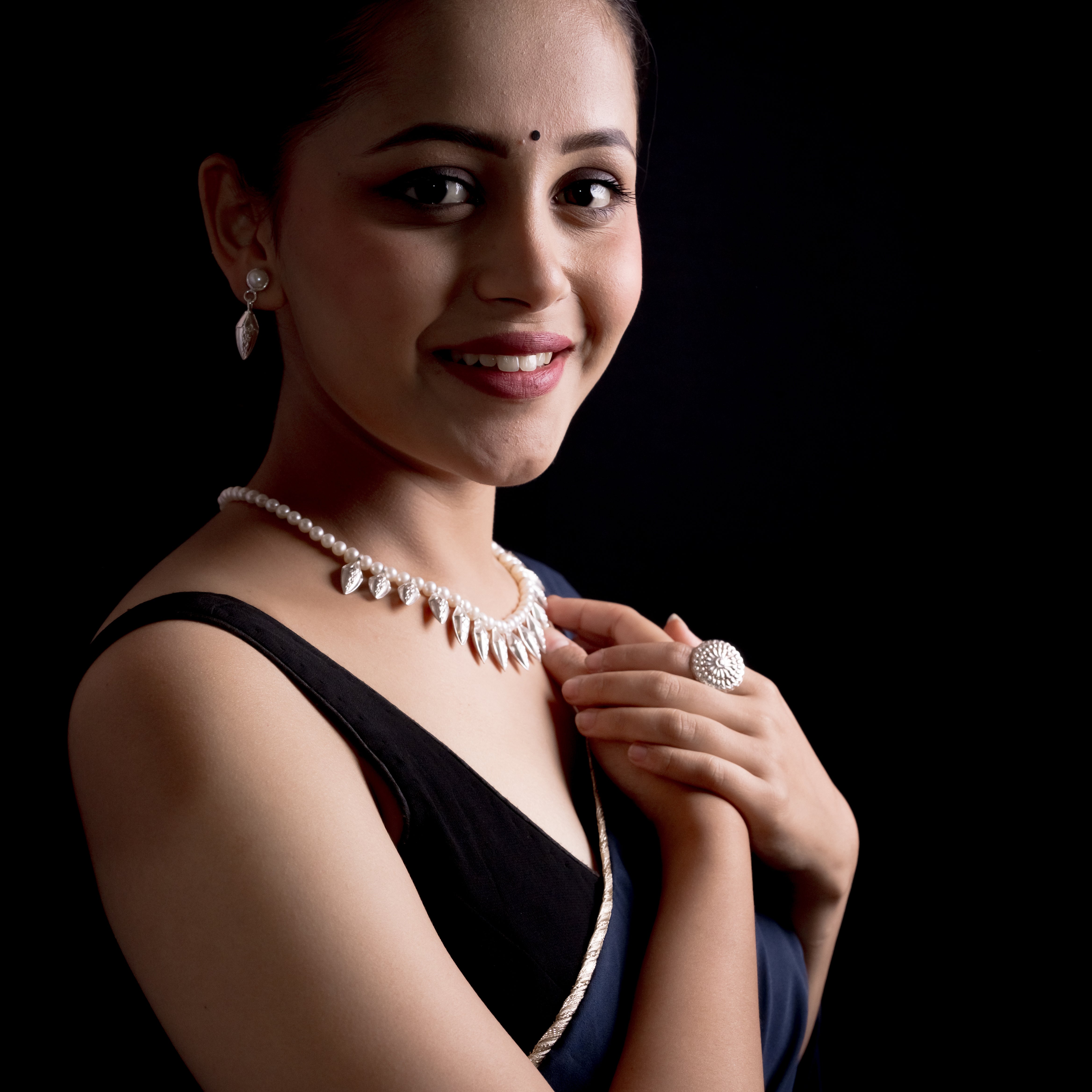 Silver Champakali haar