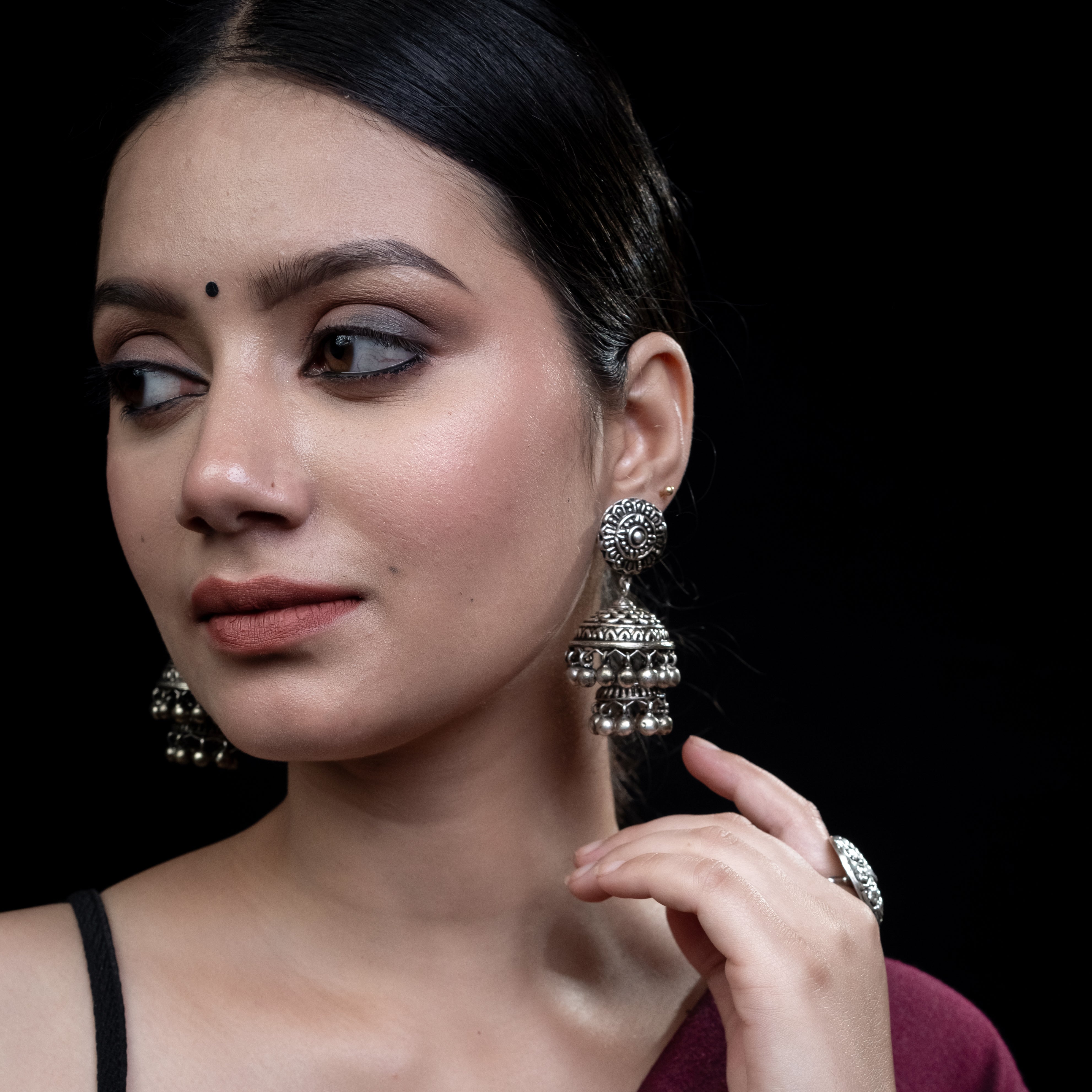 Leher Silver Jhumki