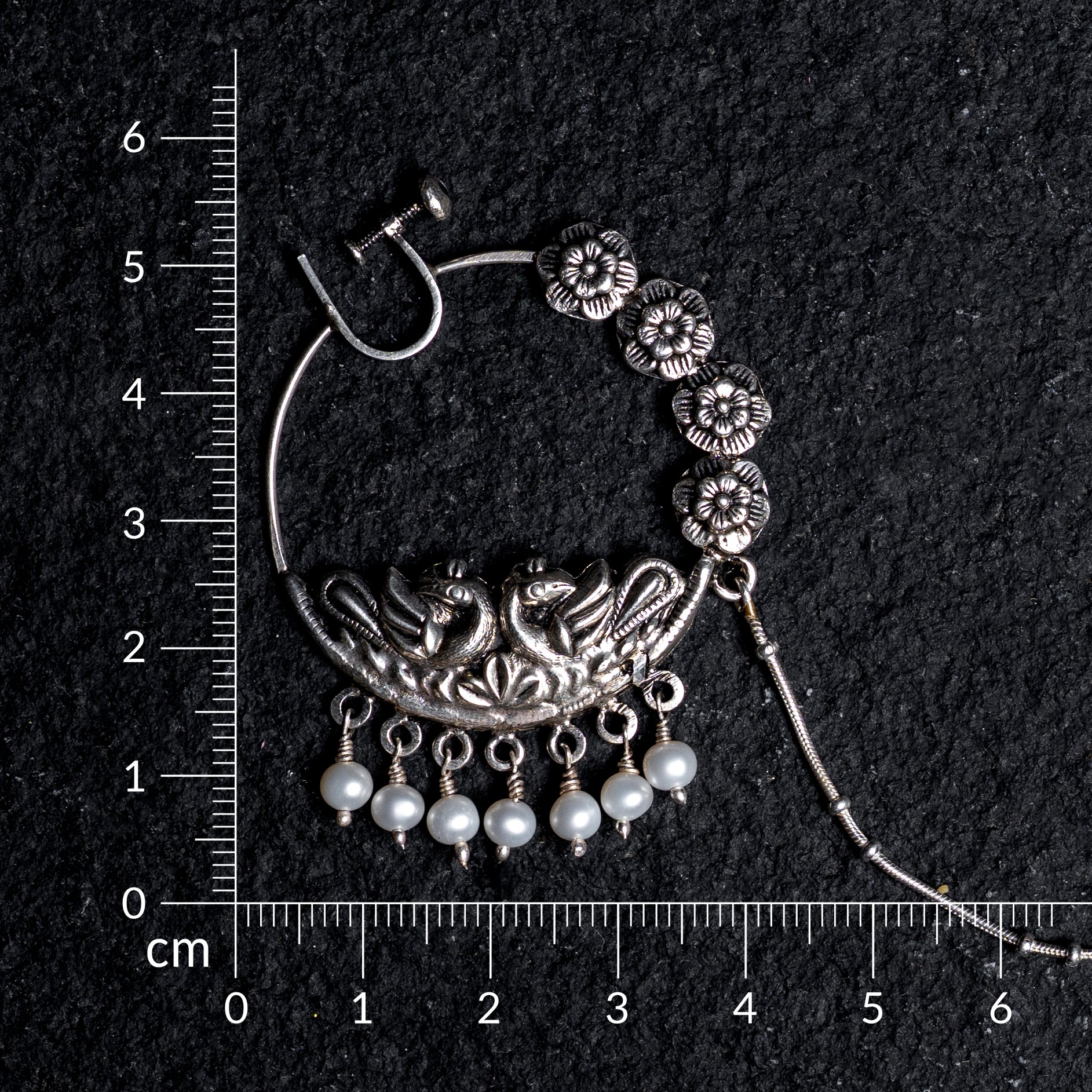 Morni silver pearl nath