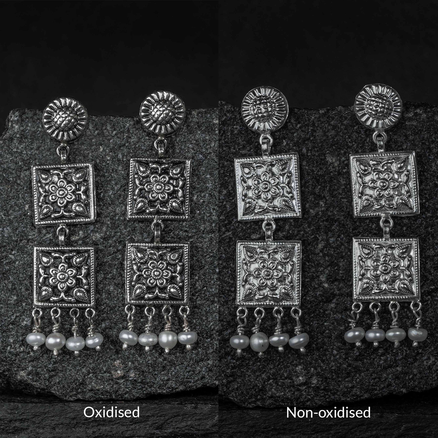 Chaukhandi Danglers Silver Earrings Designs