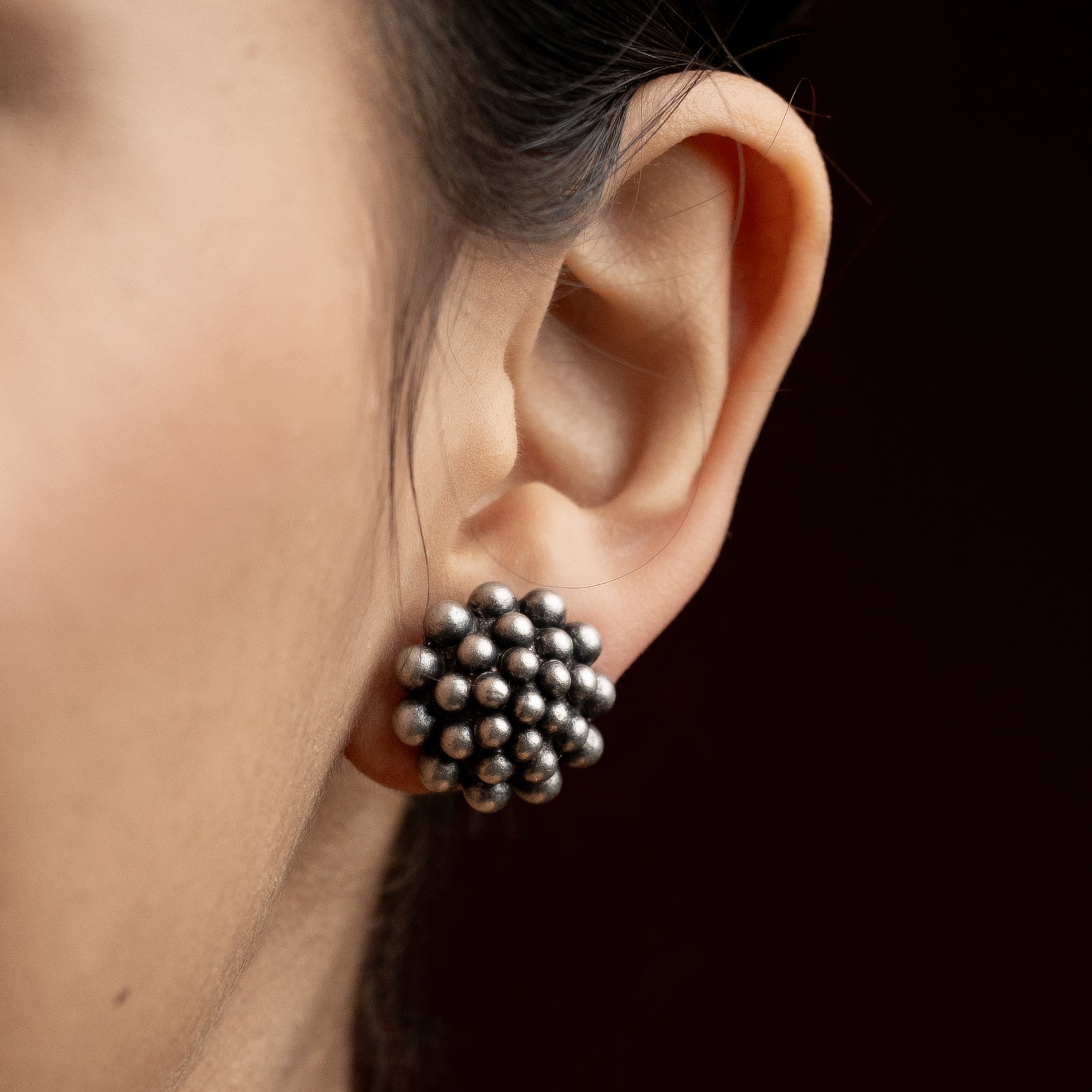 Silver Rajphool Studs