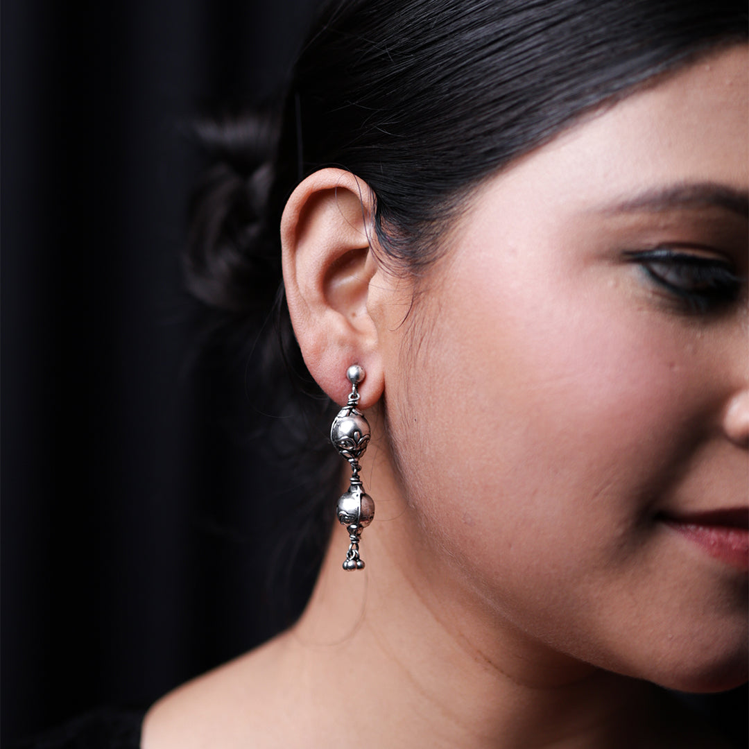 Silver Phooldaari Earrings