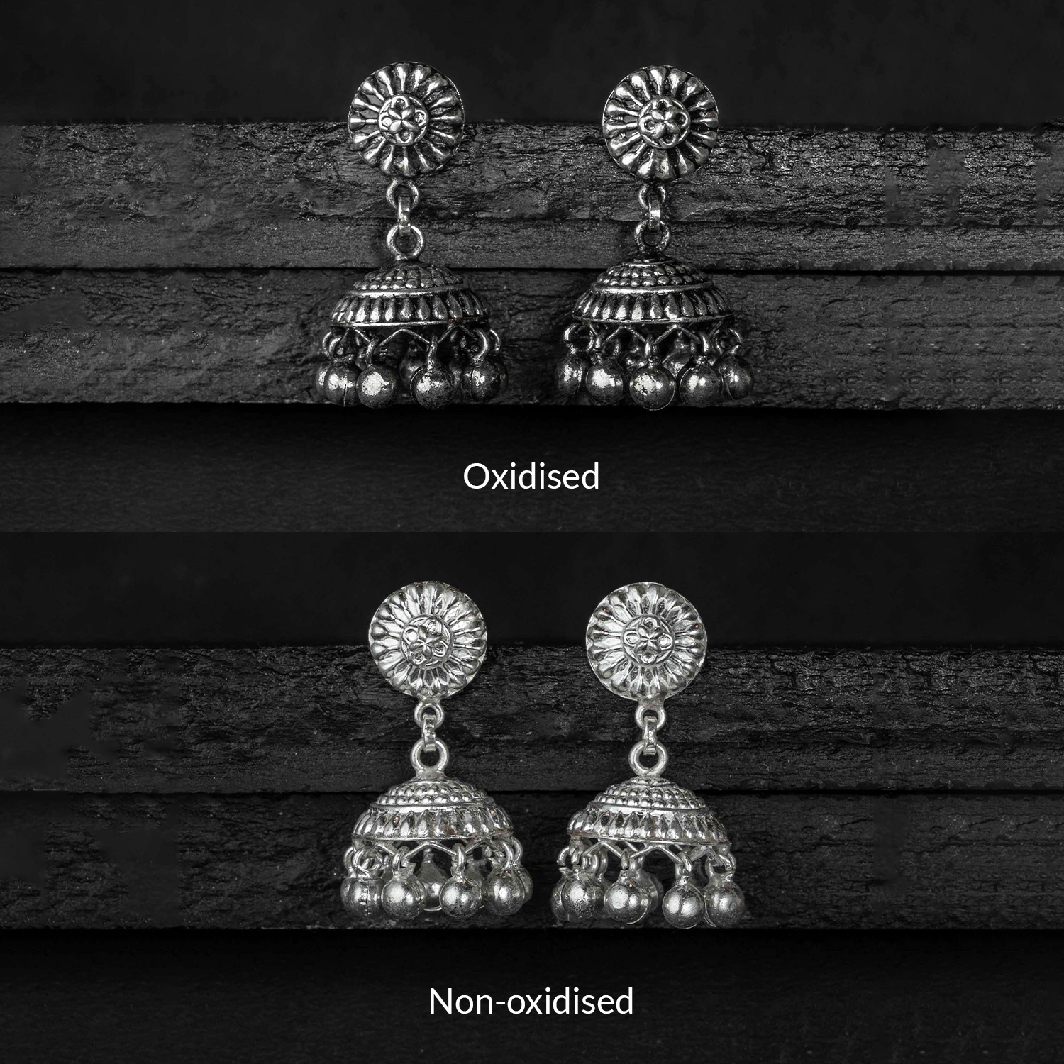 Barkh Silver Jhumki Earring