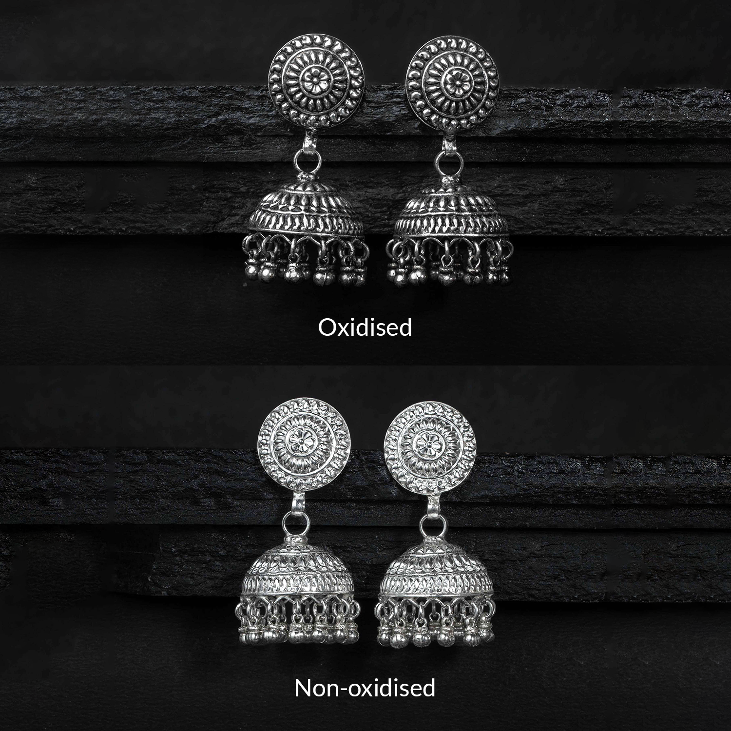 Pankhuri Silver Jhumki Earrings