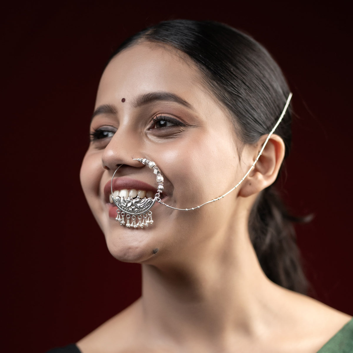 Buy Stylish Silver Kumaoni Mornika Nath for Women | Ejaa