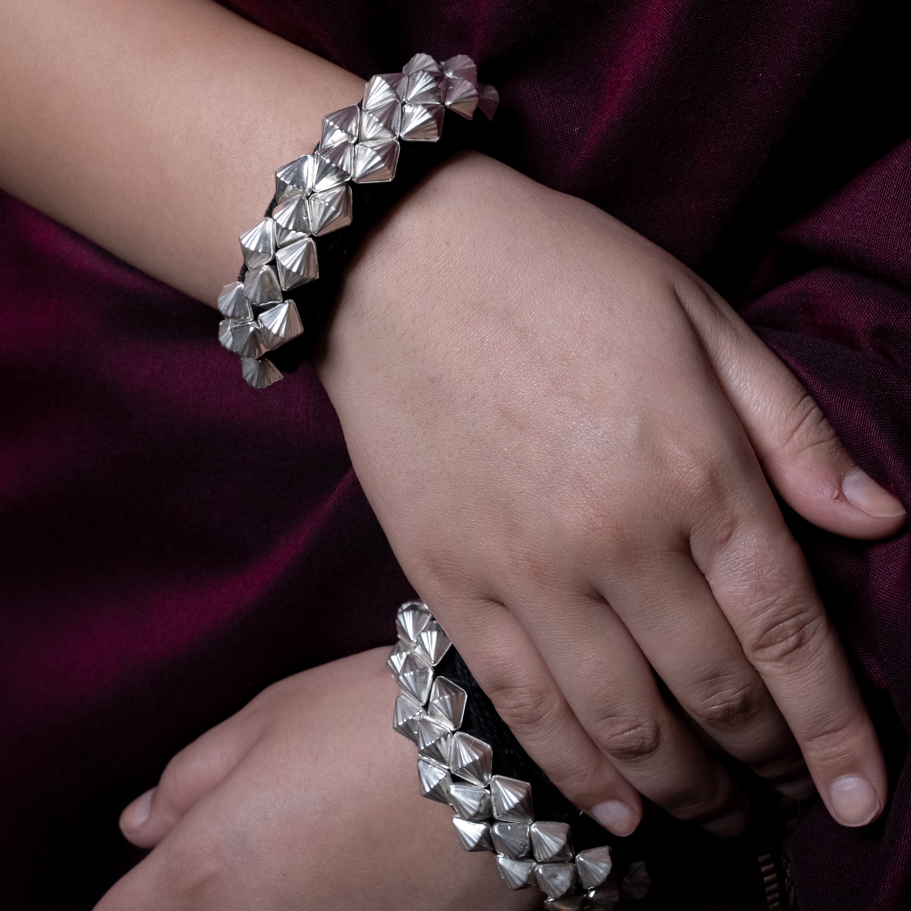 Dhari Pahuchi Silver Bracelet (pair)