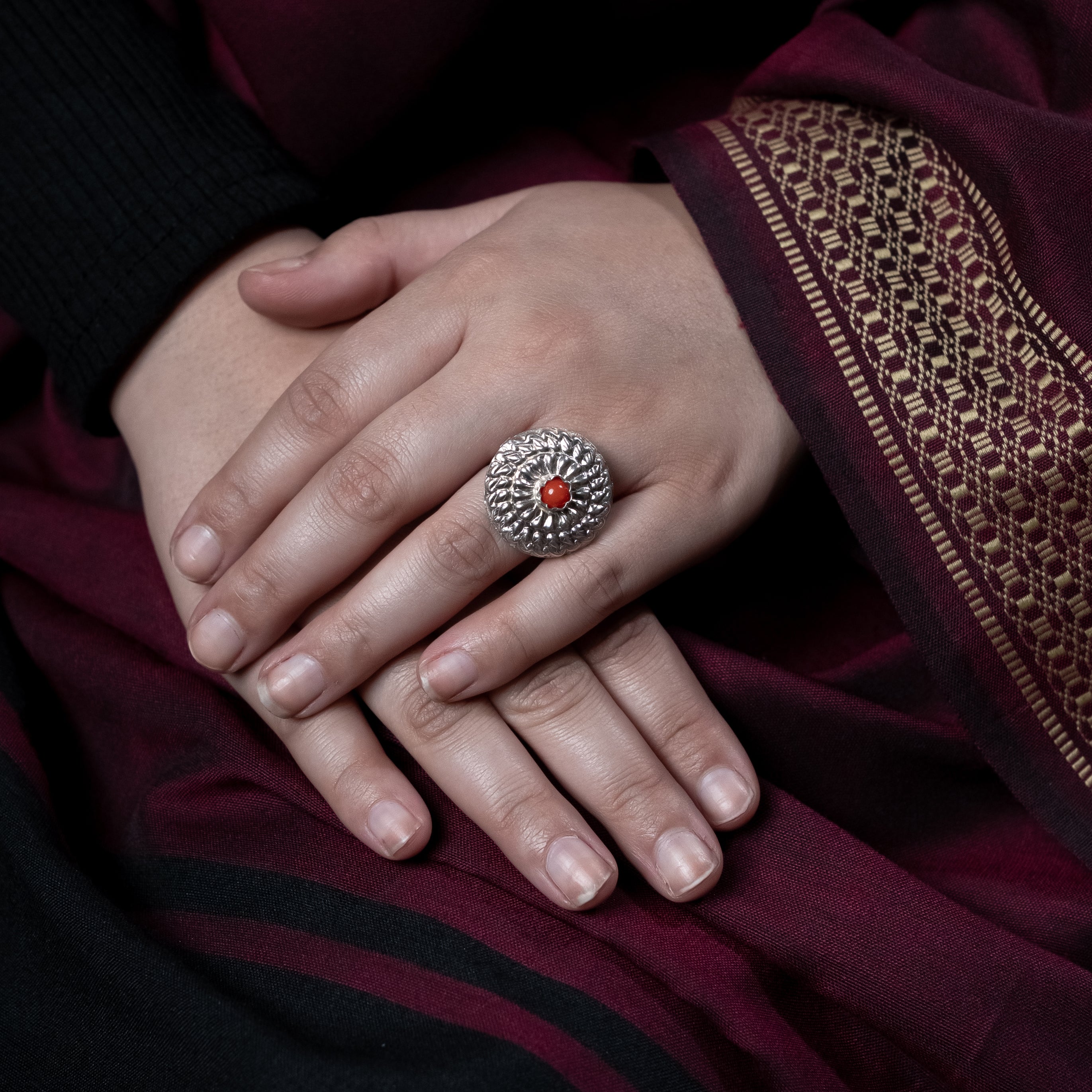 Chakra Moonga Silver Ring