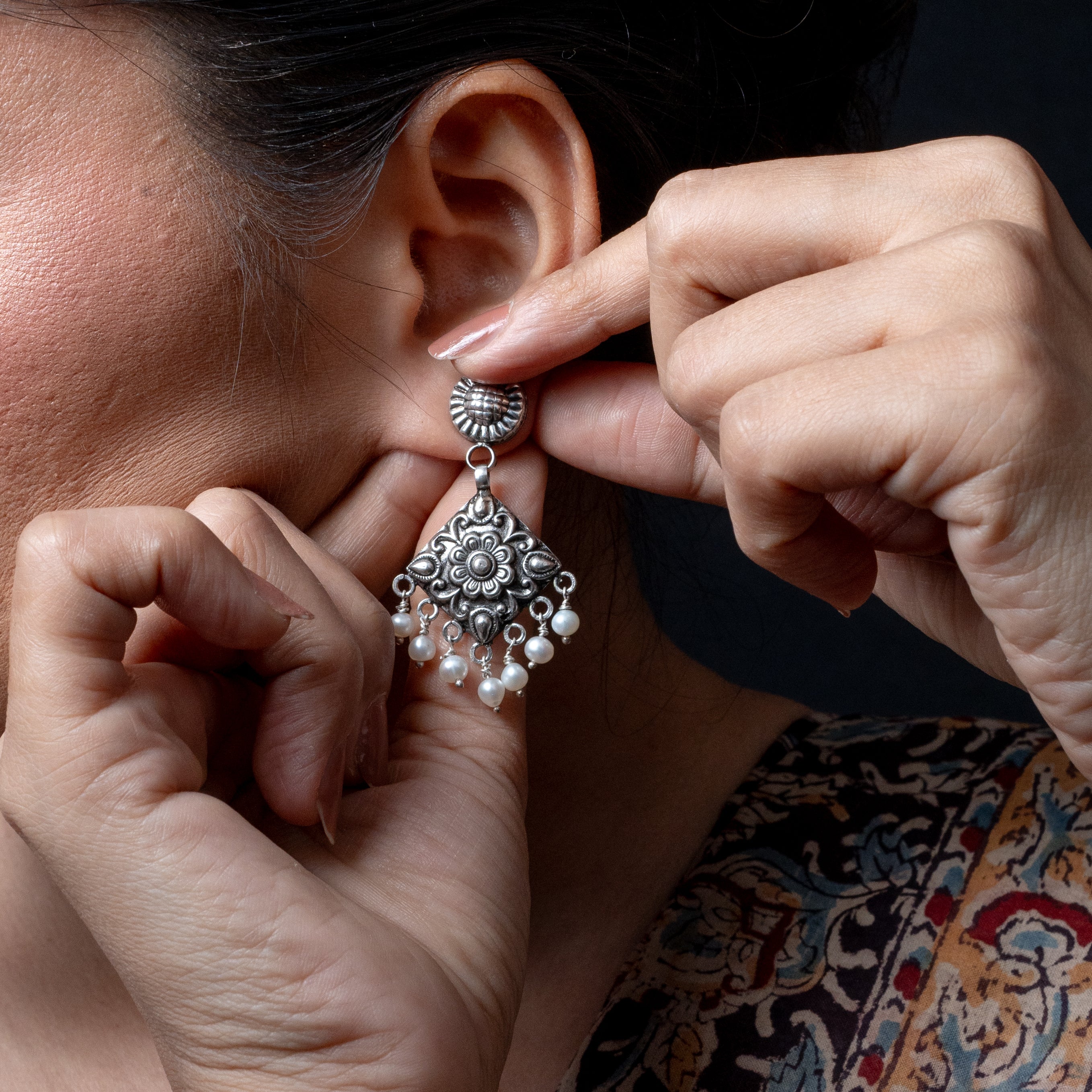 Heer Silver Danglers Earrings