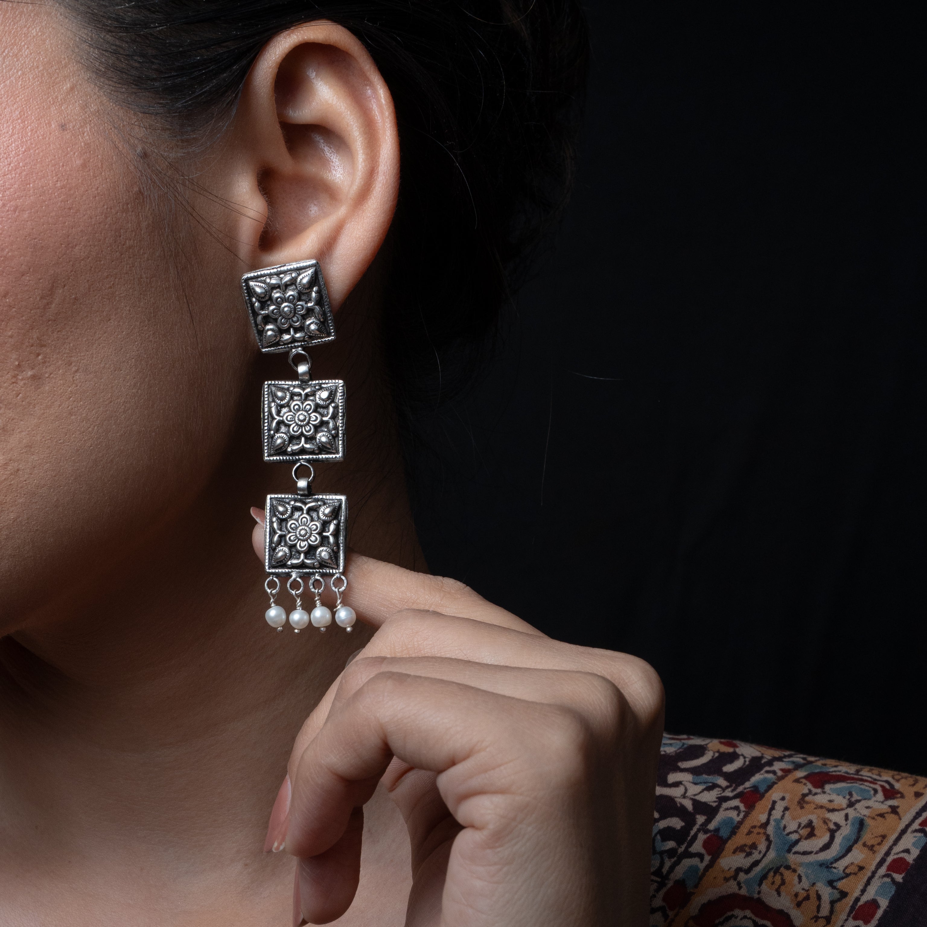 Silver Earrings - Kumud Danglers