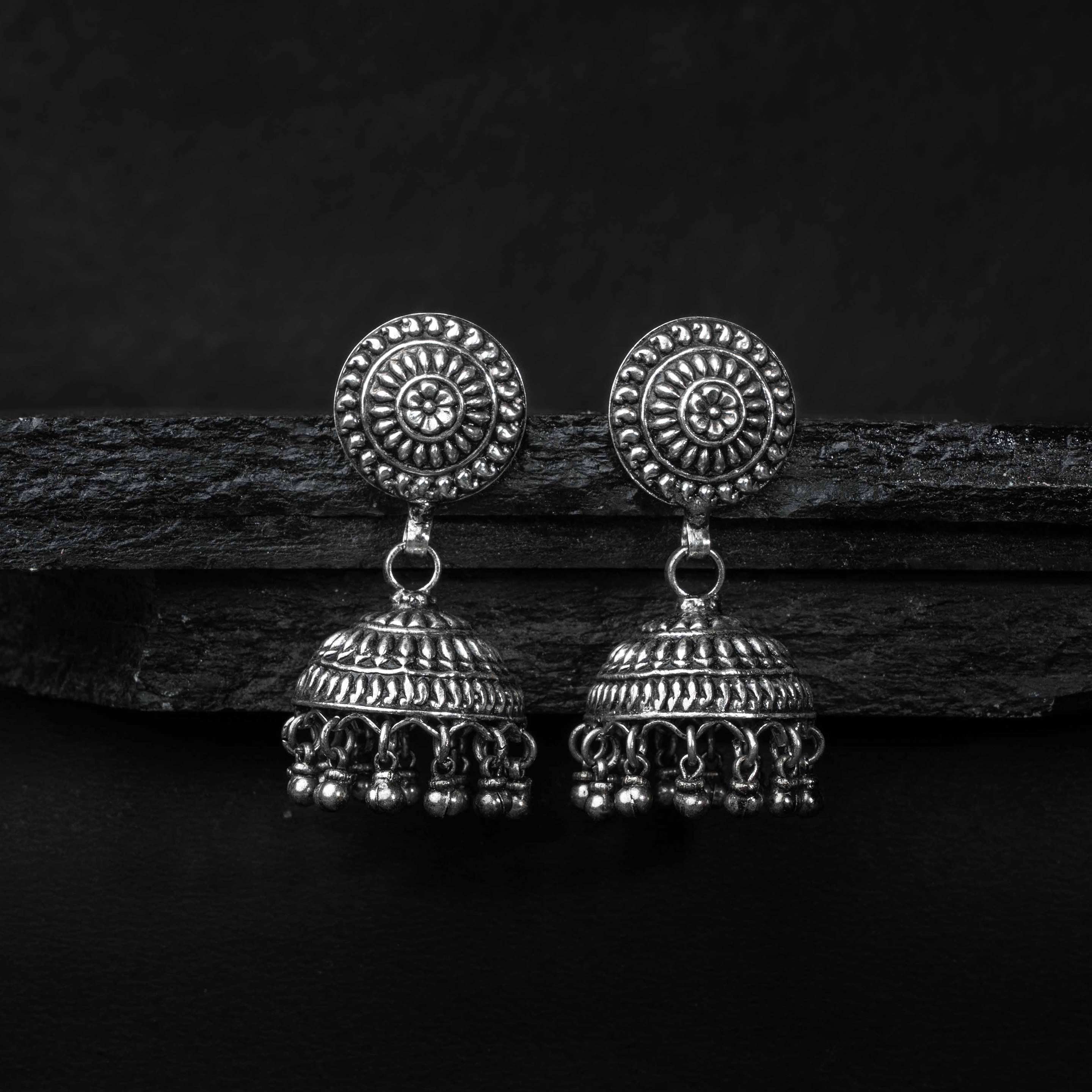 Pankhuri Silver Jhumki Earrings