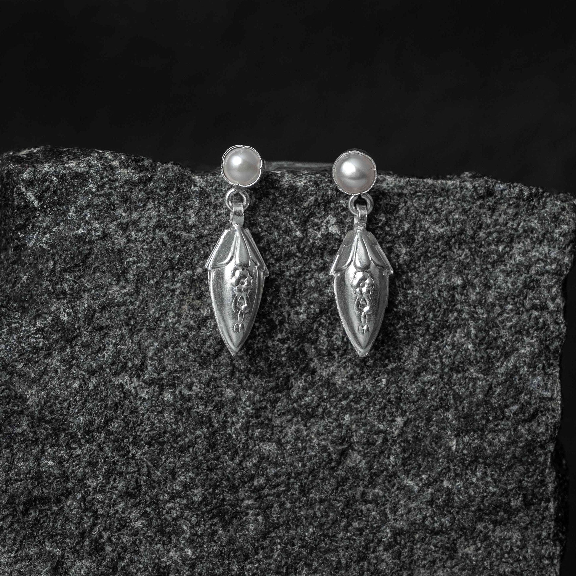 Champakali Silver Stud Earrings