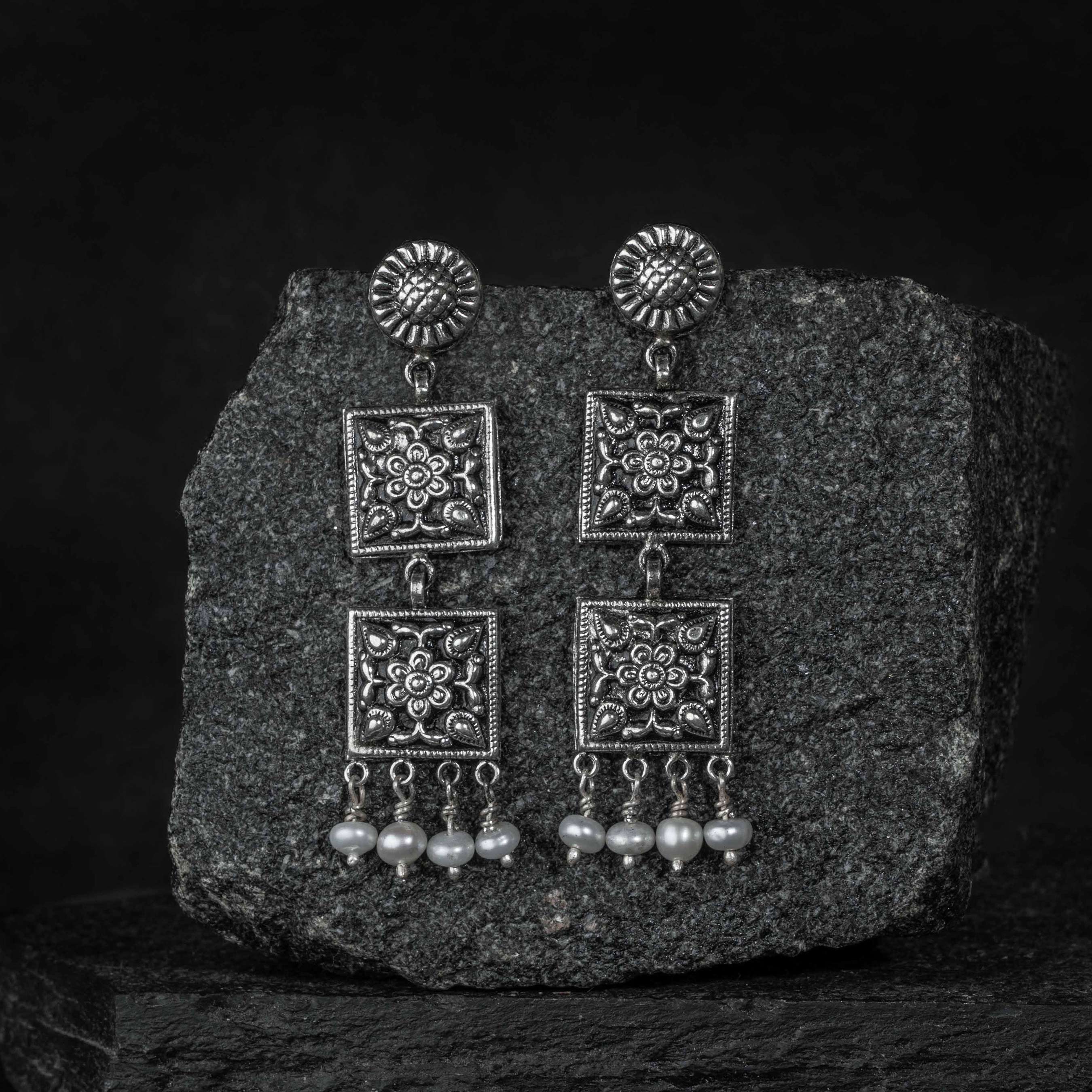 Chaukhandi Danglers Silver Earrings Designs