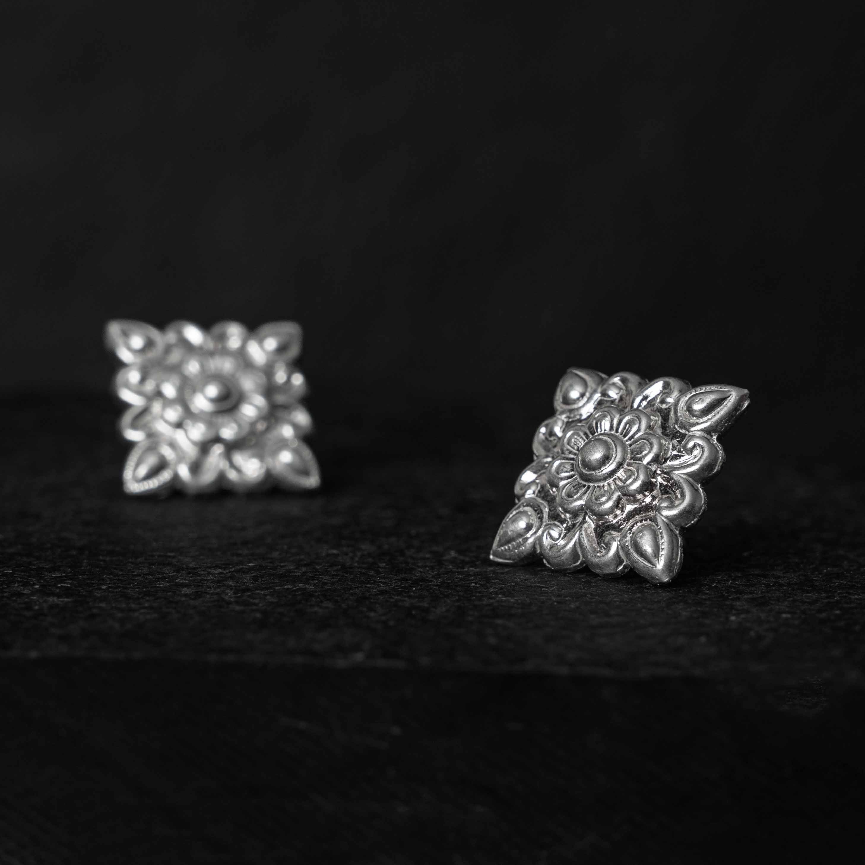 Chauki Silver Studs Earrings