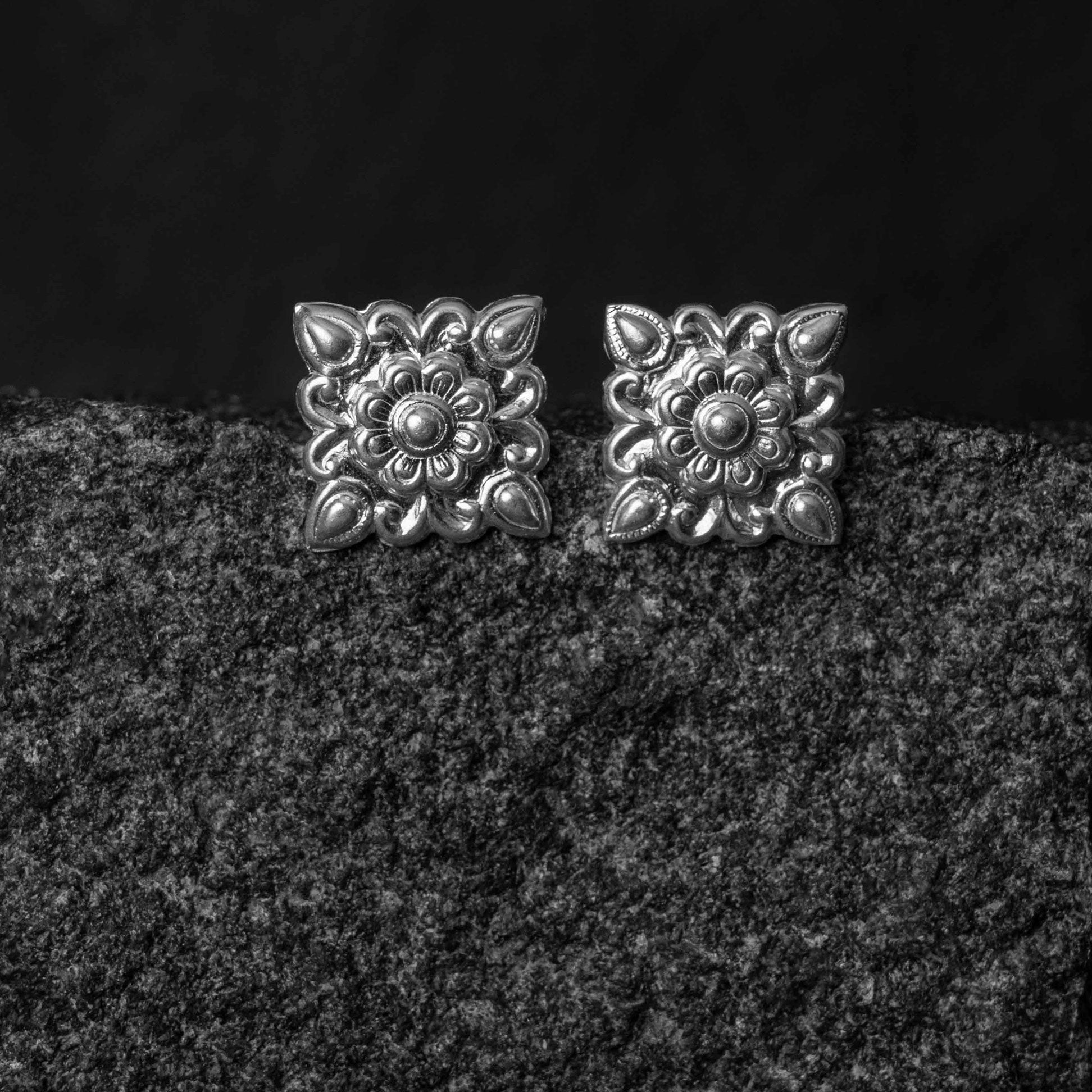 Chauki Silver Studs Earrings